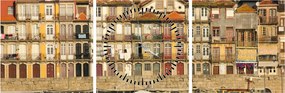 Tablou - Cartierul Waterfront, Portugalia (cu ceas) (90x30 cm)