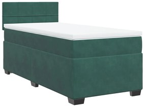 3286165 vidaXL Pat continental cu saltea, verde închis, 80x200 cm, catifea