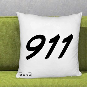 Perna Personalizata 911 Bold, 40x40 cm, Alb Pufos, Husa Detasabila, Perna Inclusa, BEKZ®