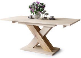 Mazzoni KARO Bej (Șampanie)/Stejar Artisan – MASĂ/MĂSUȚĂ DE CAFEA MODERNĂ CU BLAT EXTENSIBIL până la 180 cm