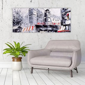 Tablou - Strada din Paris, pictură în ulei (120x50 cm)
