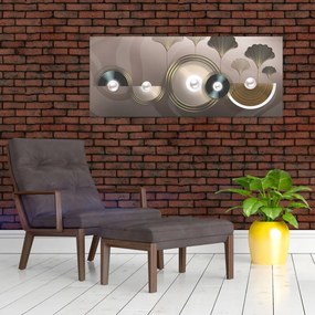 Tablou - Abstract maro-auriu (120x50 cm)