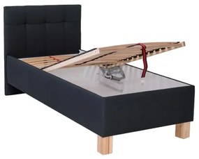 Pat tapițat cu spațiu de depozitare MARIA ONE 90x200 cm, fără saltea, antracit