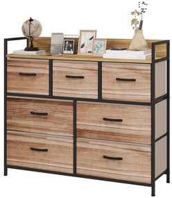 HOMCOM Comodă 7 sertare mobilier de depozitare sertar în țesătură pliabil - structură oțel negru - 98 x 29 x 85 cm | Aosom Romania