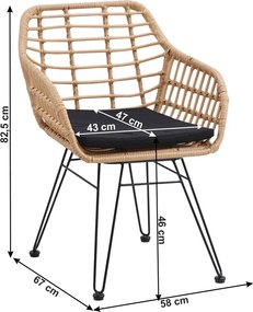 Set de 3 piese de grădină, natural / negru, VALIN