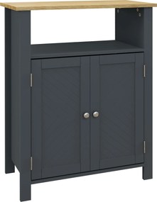 Kleankin Dulap Podea Baie Independent, Uși Duble, Raft, 60x30x80.5cm, Gri | Aosom Romania