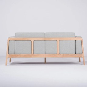 Canapea cu structură din lemn de stejar Gazzda Fawn, 180 cm, albastru - gri