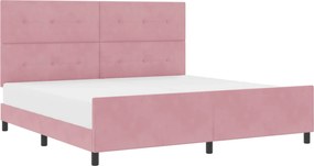 vidaXL Pat cu arcuri cu headboard Roz 200 x 200 cm Catifea
