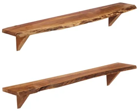 vidaXL Rafturi de perete, 2 buc., 110x20x18 cm, lemn masiv de acacia