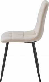 OFERTA Scaun de catifea bej KARA cu picioare negre II. calitate