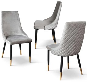 SET 4 Scaune Oro, structura metalica, catifea - BEJ - CATIFEA - NEGRU - STANDARD