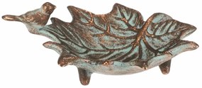 Băcănie metalică Frunză de arțar cu păsăricăRomance, 17 x 16 x 6 cm, cupru