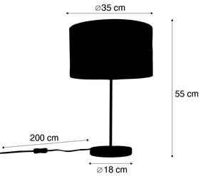 Lampă de masă din alamă cu abajur din catifea, design frunze și interior auriu - Kaso