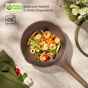 Set de oale si tigai Just Perfecto JL-26, 14 h, Acoperire din marmura, Inductie, Steamer, Accesorii, Maro