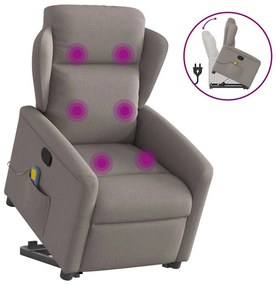 vidaXL Fotoliu rabatabil de masaj cu ridicare, gri taupe, textil