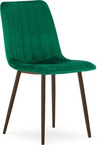 Scaun Bucatarie/Dining Gabe Picioare Finisaj Lemn Culoare Nuc, Catifea Verde