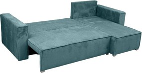 Canapea colt extensibila SMART COSARO petrol, cu colt bilateral + 2 perne CADOU