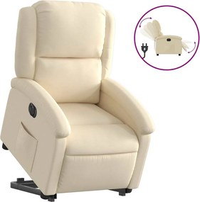 vidaXL Fotoliu electric rabatabil cu ridicare, crem, textil