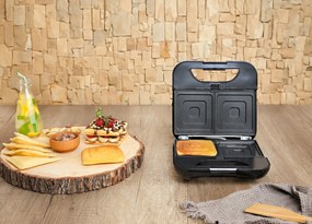 Sandwich-maker ZILAN 5 in 1 ZLN3932, Negru Inox 800 W, 5 tipuri de placi grill, triunghi, sandwich, waffle, nuci,