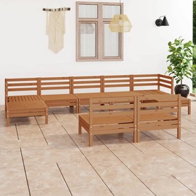 3083357 vidaXL Set mobilier de grădină, 9 piese, maro miere, lemn masiv pin
