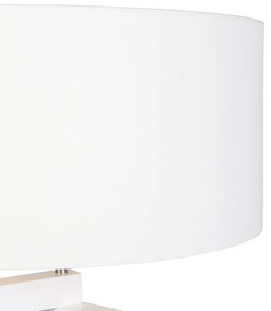 Lampă de podea cu trepied din lemn alb cu abajur alb 50 cm - Puros