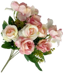Trandafiri artificiali Sally, Roz  Crem, 30cm