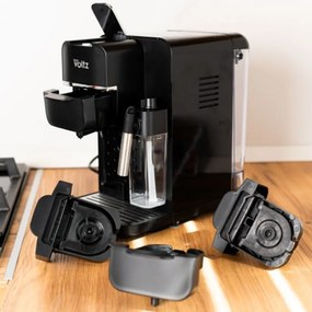 La mâna a doua: Espressor capsule si cafea macinata 8in1 Oliver Voltz OV51171I5, 1350W, 20 bar, Spumare lapte, Negru
