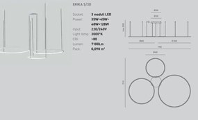 Lustra LED circulara cu 3 inele 100/80/60cm ERIKA