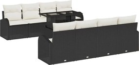 vidaXL Set de canapele pentru grădină cu pernă 7 pcs Negru Rattan poli