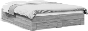 vidaXL Cadru de pat cu sertare gri sonoma 140x200 cm lemn prelucrat