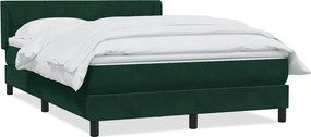 vidaXL Pat box spring cu saltea, verde închis, 160x220 cm, catifea