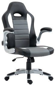 HOMCOM Scaun de Oficiu Reglabil Scaun de Despachet Cu Brațe Rabatabile 5 Roți Suport 120 kg 65x69x112-122 cm Gri | Aosom Romania