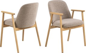 MAZZONI EXPORT RODERIC Bej Latte (material Monza 60)/cadru stejar lăcuit - SCAUN BOUCLÉ DE LEMN RETRO