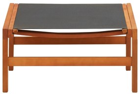 Scaun gradina cu taburet, lemn masiv de eucalipt  textilena 1, Negru, Cu suport de picioare