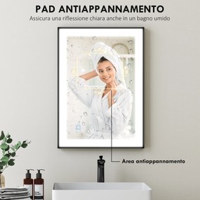 HOMCOM Oglinda LED pentru Baie cu 3 Temperaturi și Lumină cu Intensitate Reglabilă, 70x3x50 cm, Negru | Aosom Romania