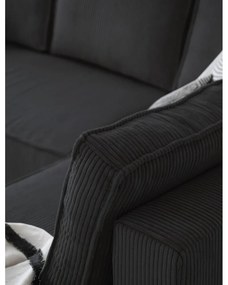 Colțar gri antracit extensibil cu tapițerie din catifea reiată (cu colț pe partea dreaptă/în formă de "U") Brave Dave – Miuform