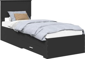 vidaXL Cadru de pat Negru și argintiu 75 x 190 cm Lemn compozit