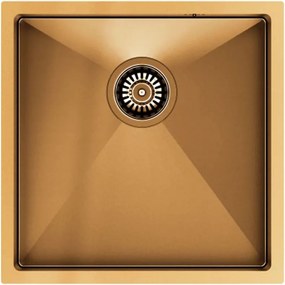 Chiuveta inox sub blat Quadron Unique Anthony 50 44x44 cm finisaj cupru