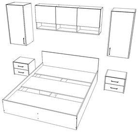 Set haaus V13, Pat 200 x 140 cm, Stejar Alb/Antracit