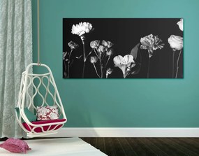 Tablou flori elegante alb-negru