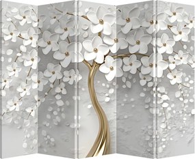 Paravan - Copac alb cu flori (210x170 cm)