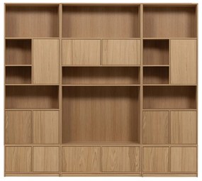 Bibliotecă modulară în culoare naturală cu aspect de lemn de stejar 264x243 cm Modulair – vtwonen