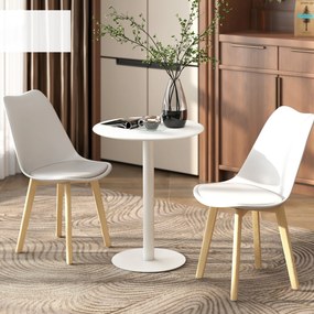 HOMCOM Masă de Dining Rotundă și Modernă pentru 2 Persoane din Oțel, Albă | Aosom Romania