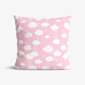 Goldea față de pernă din bumbac pentru copii - nori pe roz deschis 40 x 40 cm