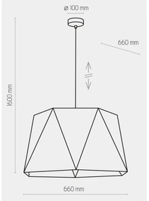 Lustră pe cablu IVO 1xE27/25W/230V neagră/aurie