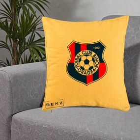 Perna Personalizata FC Bihor Oradea 1902 Fotbal, 40x40 cm, Galben, Husa Detasabila, Perna Inclusa, BEKZ®