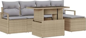 vidaXL Set de canapele pentru grădină 6 pcs Bej Rattan poli