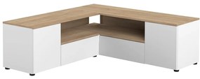 Comodă TV alb-natural cu aspect de lemn de stejar 130x46 cm Angle – TemaHome