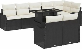 vidaXL Set de canapele pentru grădină cu pernă 9 pcs Negru Poli Rattan