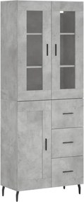 vidaXL Dulap înalt, gri beton, 69,5x34x180, lemn compozit